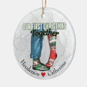 初めてのクリスマス夫婦の靴下 セラミックオーナメント (左)