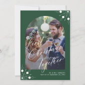 初めてのクリスマス夫婦アーチ写真雪の結晶 シーズンカード (正面)