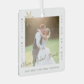 初めてのクリスマス夫婦結婚した2枚 メタルオーナメント (正面右)