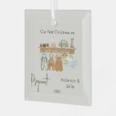 初めてのクリスマス妊娠ベビーボホ子供部屋テーマ ガラスオーナメント (正面左)