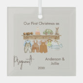 初めてのクリスマス妊娠ベビーボホ子供部屋テーマ ガラスオーナメント (正面)