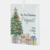 初めてのクリスマス妊娠中のクリスマスツリーとクリブ ガラスオーナメント (正面左)