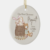 初めてのクリスマス妊娠中のテディベアカスタムの写真 セラミックオーナメント (右)