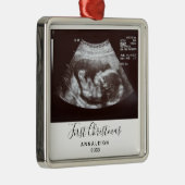 初めてのクリスマス妊娠超音波写真カスタム法 メタルオーナメント (右)