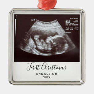 初めてのクリスマス妊娠超音波写真カスタム法 メタルオーナメント