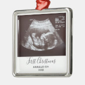初めてのクリスマス妊娠超音波写真カスタム法 メタルオーナメント (左)