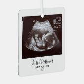 初めてのクリスマス妊娠超音波写真休日 メタルオーナメント (正面右)