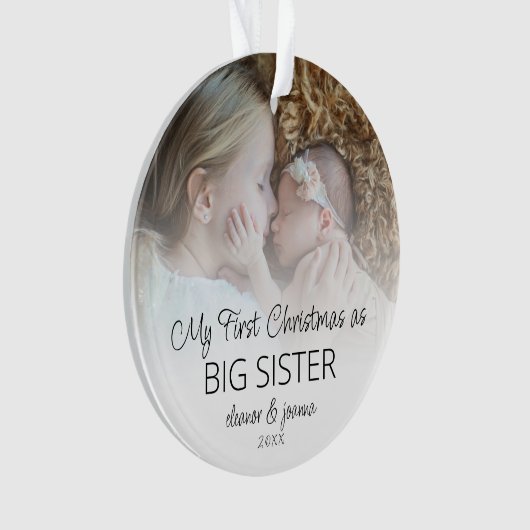 初めてのクリスマス姉妹名フォトオーバーレイ オーナメント (正面)
