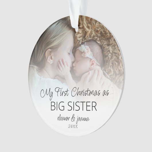 初めてのクリスマス姉妹名フォトオーバーレイ オーナメント (正面)