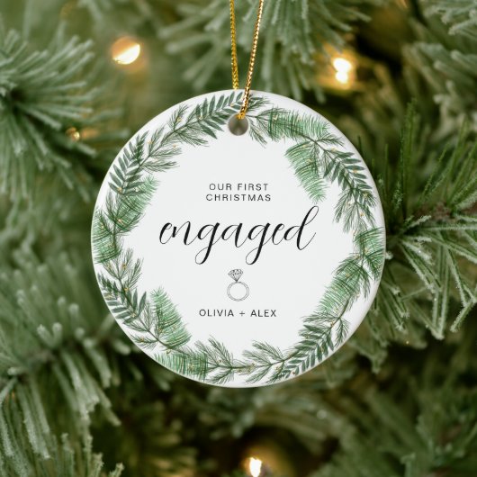 初めてのクリスマス婚約したのカップル向けクリスマスプレゼント セラミックオーナメント (ツリー)