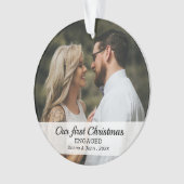 初めてのクリスマス婚約したのスモダンクリプト写真 オーナメント (正面)