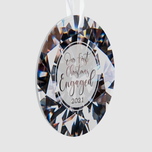 初めてのクリスマス婚約したのダイヤモンドパーソナライズされた写真 オーナメント (正面)