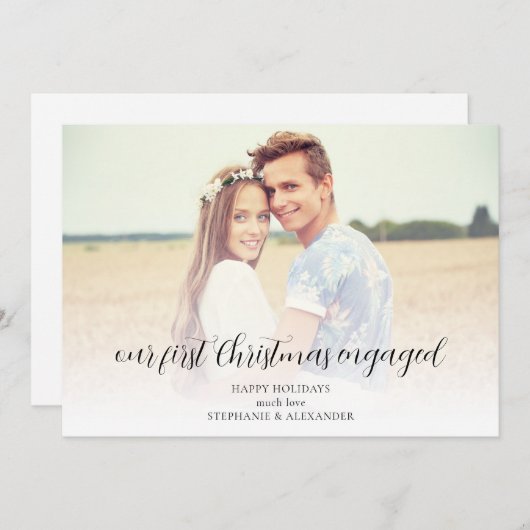 初めてのクリスマス婚約したのフォトオーバーレイ名 シーズンカード (正面/裏面)