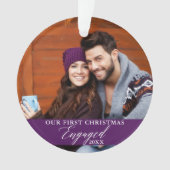 初めてのクリスマス婚約したの写真紫 オーナメント (正面)