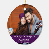 初めてのクリスマス婚約したの写真紫 セラミックオーナメント (左)