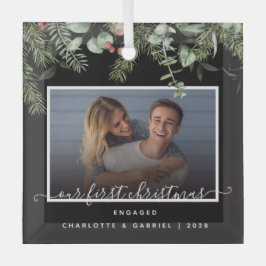 初めてのクリスマス婚約したの写真 ガラスオーナメント