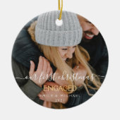 初めてのクリスマス婚約したの手書き写真 セラミックオーナメント (正面)