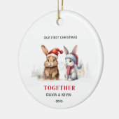 初めてのクリスマス婚約したの束 セラミックオーナメント (左)