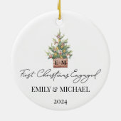初めてのクリスマス婚約したの水色クリスマスツリー セラミックオーナメント (裏面)