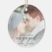 初めてのクリスマス婚約したの緑のスクリプモダント セラミックオーナメント (左)