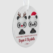 初めてのクリスマス婚約したまた結婚したはパンダ オーナメント (正面)