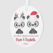 初めてのクリスマス婚約したまた結婚したはパンダ オーナメント (正面)