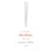 初めてのクリスマス婚約したエレガント写真 キューブオーナメント (右)