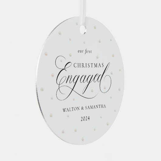 初めてのクリスマス婚約したオーナメント メタルオーナメント (正面右)