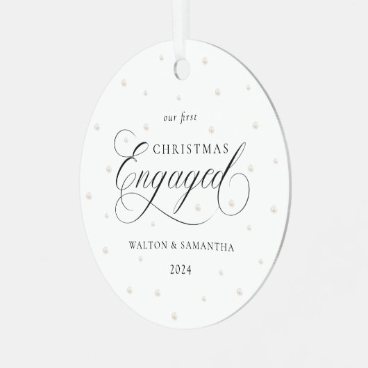 初めてのクリスマス婚約したオーナメント メタルオーナメント (正面左)