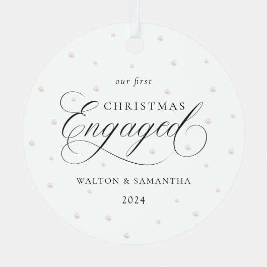 初めてのクリスマス婚約したオーナメント メタルオーナメント (裏面)