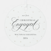 初めてのクリスマス婚約したオーナメント メタルオーナメント (正面)