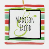 初めてのクリスマス婚約したカスタムオーナメント セラミックオーナメント (正面)