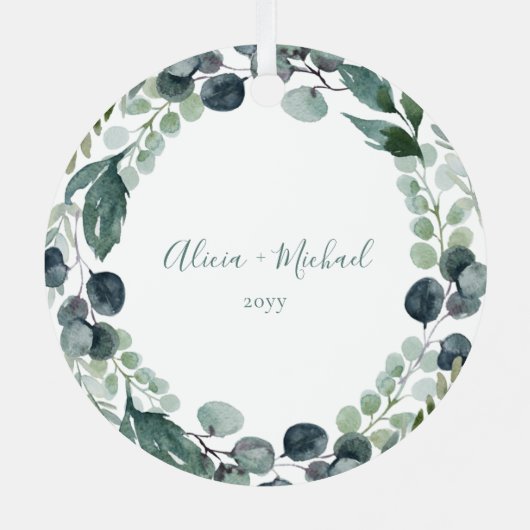 初めてのクリスマス婚約したカスタムカップルの写真 メタルオーナメント (裏面)