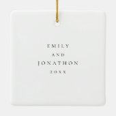 初めてのクリスマス婚約したカスタムフォトオーバーレイ セラミックオーナメント (裏面)