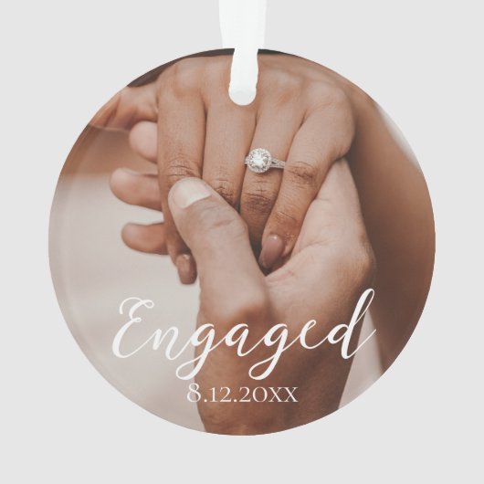 初めてのクリスマス婚約したカスタムフォトキープサケ オーナメント (裏面)