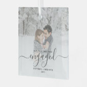 初めてのクリスマス婚約したカスタムフォトグレースクリプト ガラスオーナメント (正面左)