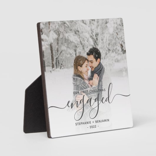 初めてのクリスマス婚約したカスタムフォトグレースクリプト フォトプラーク (正面)