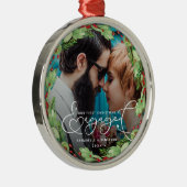 初めてのクリスマス婚約したカスタムフォトメタルまたは名前 メタルオーナメント (右)