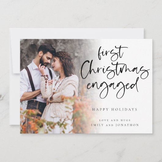初めてのクリスマス婚約したカスタム写真 シーズンカード (正面)