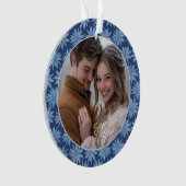 初めてのクリスマス婚約したカップルフォトポインセチア オーナメント (正面)