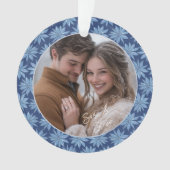 初めてのクリスマス婚約したカップルフォトポインセチア オーナメント (正面)