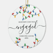 初めてのクリスマス婚約したカップル名クリスマスライト セラミックオーナメント (左)