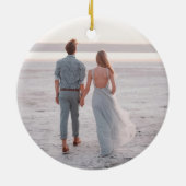 初めてのクリスマス婚約したグエレガントレイ写真 セラミックオーナメント (裏面)