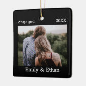初めてのクリスマス婚約したシンプルミニマル写真 セラミックオーナメント (左)