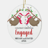 初めてのクリスマス婚約したスロス セラミックオーナメント (左)