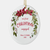 初めてのクリスマス婚約したツリーオーナメント セラミックオーナメント (右)
