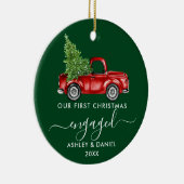 初めてのクリスマス婚約したトラック書道の写真 セラミックオーナメント (右)