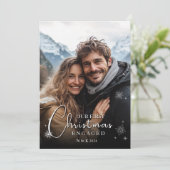初めてのクリスマス婚約したハッピーカップル写真 シーズンカード (スタンド正面)