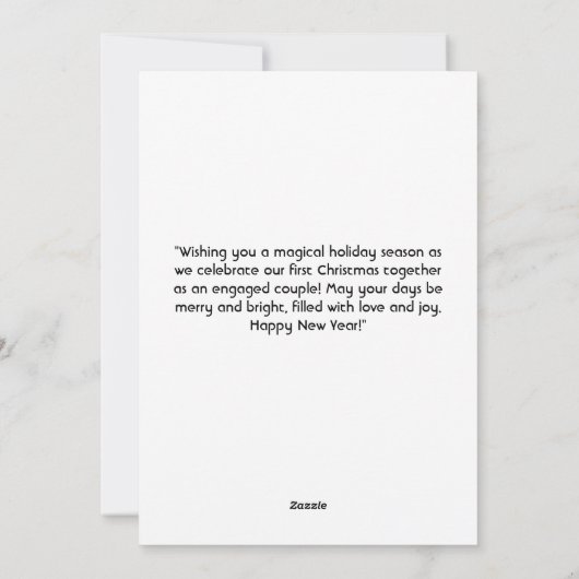 初めてのクリスマス婚約したハッピーカップル写真 シーズンカード (裏面)