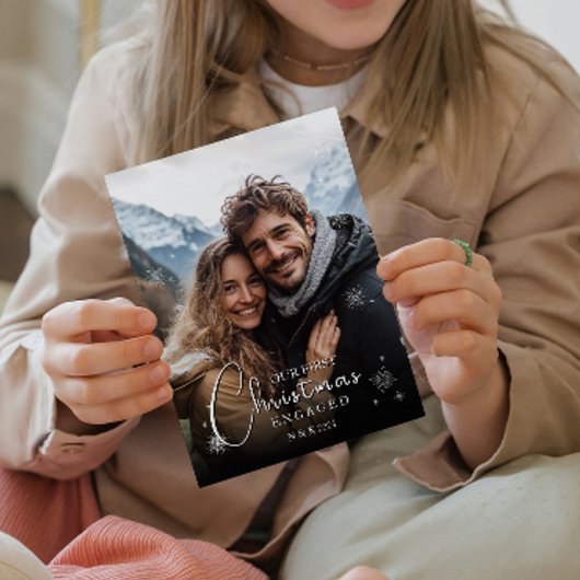 初めてのクリスマス婚約したハッピーカップル写真 シーズンカード